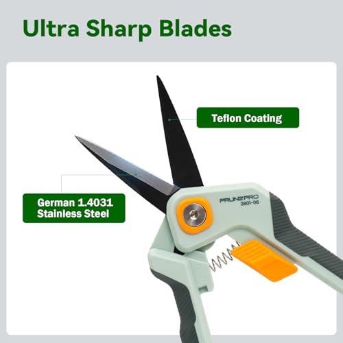 PrunePro Garden Scissors & Hand Loppers Sharp Stainless Steel Non-Stick Teflon Coating Blade for Branch Olanes Cutting