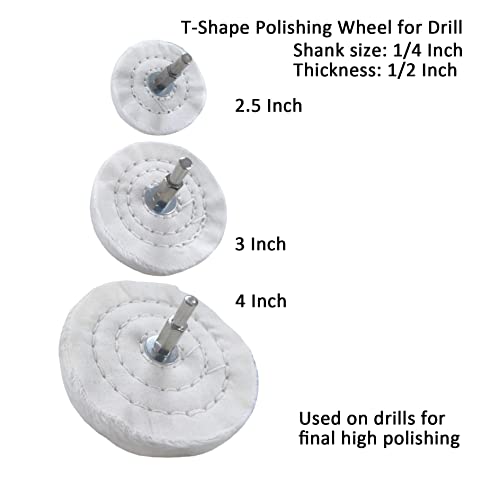 PURUI 13PCS Metal Buffing Polishing Wheel Kit for Drill,for Aluminum Brass Bronze Polish,Kit Includes:7PCS Mounted Buffing Polishing Wheels/4PCS Felt Bobs/2PCS Brown Tripoli & Blue Polishing Compound