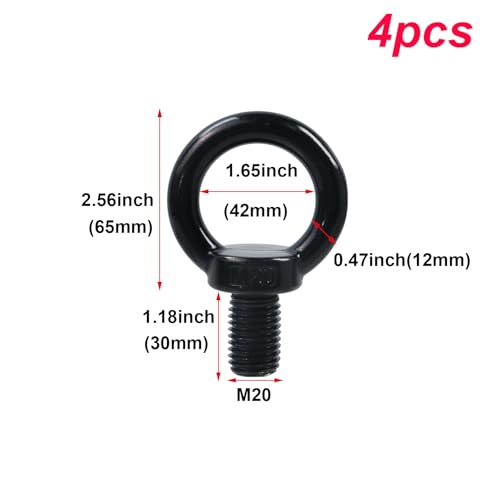 Antrader 4Pcs Stainless Steel Machinery Shoulder M20 Lifting Eye Bolts M20,4pcs