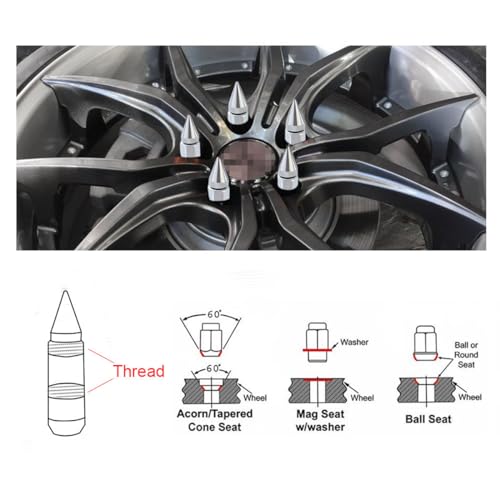 Osilly 20PCS M12x1.5 60mm Aluminum Spiked Wheel Lug Nuts, Silver