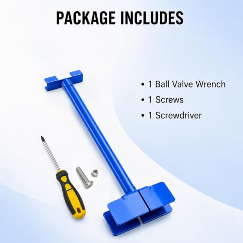 Fuzqq 27.7-Inch Ball Valve Wrench, Shut-Off Ball Valve Tool and Water Valve Key, Heavy Duty Low Carbon Steel Valve Operating Tool for Hard-to-Reach Valves Blue
