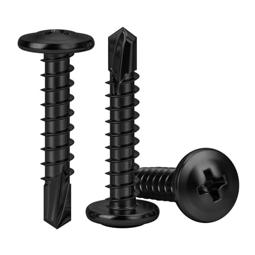 #8 x 2 Sheet Metal Screws, 410 Stainless Steel Truss Head Fast Self Drilling Screws, Black Oxide, Screwdriver Bit Included, 200 PCS #8 x 2"