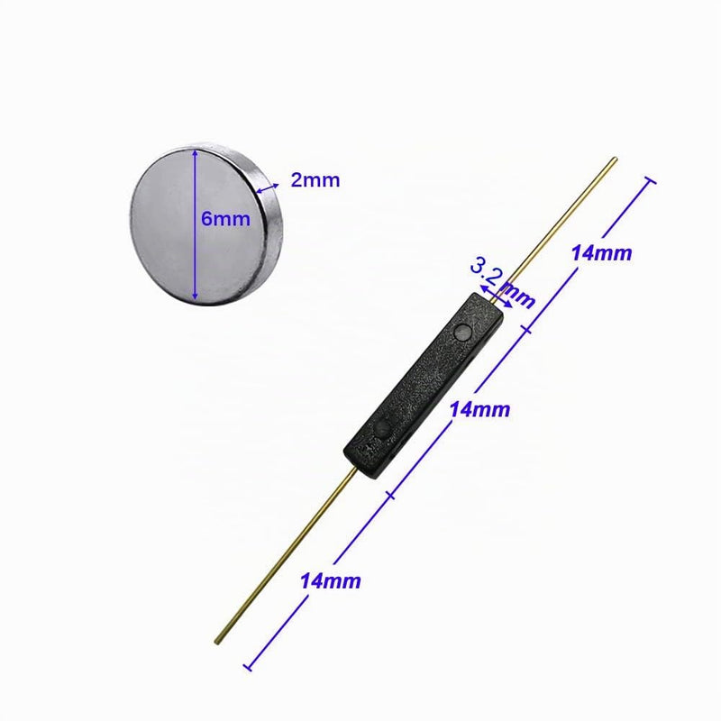 Gebildet 10 x Plastic Reed Switches, Reed Contact, Magnet Near Connecting Circuit, Magnetic Induction Switch (3 mm x 14 mm) with 10 Magnets Red plastic contact + magnetic
