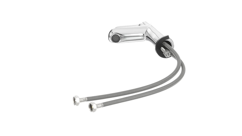 GROHE BauEdge - Smooth Body Single-Lever Basin Mixer Tap (1-Hole Installation, Metal Lever, 28mm Ceramic Cartridge, Water Saving Technology, No Waste Set, Tails 3/8 inch), Size 144mm, Chrome, 23330000 S
