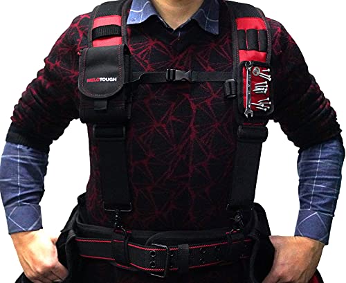 MELOTOUGH Magnetic Tool Belt Suspenders with Magnetic WristBand,Padded Tool Belt for Men, Heavy Duty Work Belt with D ring