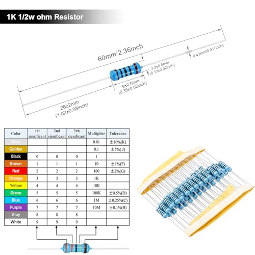 100pcs Transistor BC547 BC547B TO-92 NPN Transistor 50V 0.1A 100mA 625mW with 100pcs 1K 1/2W Ohm Resistor for Electronic Circuit