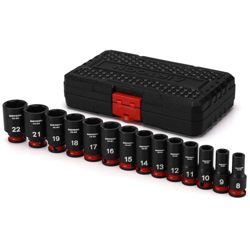 3/8 in. Drive Semi-Deep Impact Sockets Set, Mid-Length Socket Set, Metric, 8 to 22 mm, 14-Piece, CR-MO, Stamped and Ink Filled Size Marking 3/8" Drive 14pcs Mid-Length Socket Set