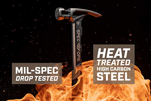 Spec Ops Tools Framing Hammer for Carpentry & Demolition, Magnetic Nail Holder, Rip Claw, Milled Face 22 Oz