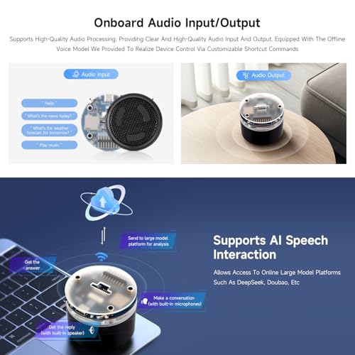 Waveshare ESP32-S3 AI Smart Speaker Development Board, Dual Microphones, Noise Reduction, RGB Lighting, External Display & Camera Support