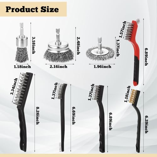36 Pcs Wire Brushes for Cleaning Stainless Steel/ Nylon/ Brass Metal Brush Set with Curved Handle Grip Carbon Steel Wire Wheel for Drill Grinder Wire Brush for Rust Paint and Dirt Removal 36