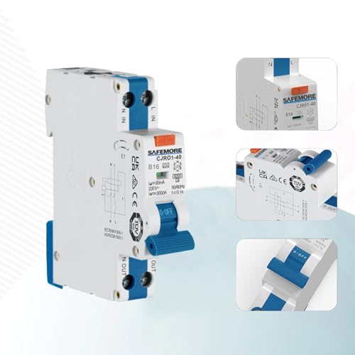 FI/LS Switch B16 Type A 30mA 1P+N 6kA 1TE TÜV-Approved Blue | 2-in-1: FI and line protection in one device. Space-saving 1TE construction. Can be fed on both sides B-16A