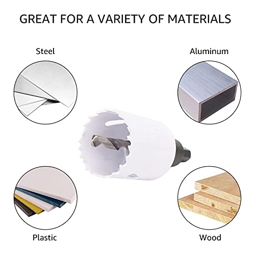 Amazon Basics 9-Piece Bi-Metal High Speed Steel Hole Saw Kit for Cutting Holes in Metal, Plastic, Plasterboard with Carrying Case, 25/32" to 2-11/16", Black 25/32" to 2-11/16”