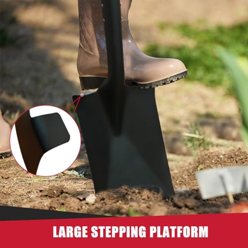 VNIMTI Spade Shovel for Digging, Heavy Duty Spade Shovel with Wooden D-Handle, Square Flat Shovel for Gardening and Edging, 45 Inches