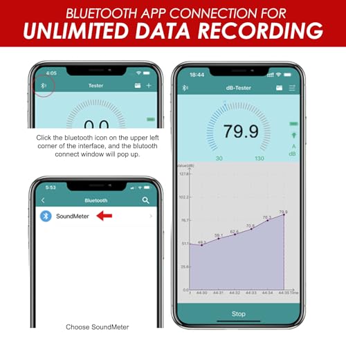 Decibel Meter Wireless Sound Insulation Meter with App Data Logging Bluetooth Portable Sound Level Meter High Accuracy SPL Meter for Classroom Office Home etc