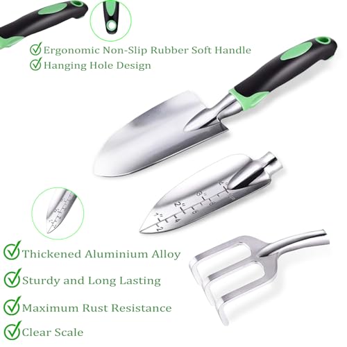 10PCS Heavy-Duty Garden Tools Set for Beginners - Rust-Proof Aluminum Garden Kit with Soil Tester, Repotting Mat & Kneeling Pad, Perfect Gardening Gift for Women, Mom & Beginners