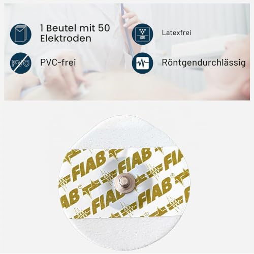 Fiab - 1 Pack of 50 Universal Single Use Oval Foam ECG Electrodes 48x50mm Adult