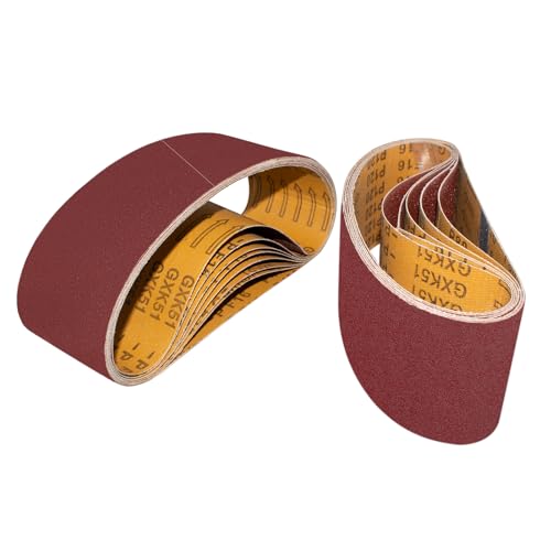 GXK51 Sanding Belt 75 x 533 mm, Pack of 10 Grit 80, Sanding Belt Kits Compatible with Belt Sanders, for Sanding, Filing, Sharpening and Removing Metal Wood Surfaces 75x533mm Korn 80