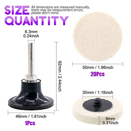 Swpeet 70Pcs Polishing Wheel Assortmen Kit with Shank, Include 20Pcs 2" Wool Buffing Pads 50Pcs Abrasive Sanding Flap Wheel, for Polishing and Buffing Projects