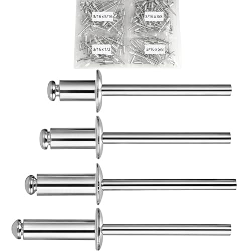 ZQZ 680Pcs Stainless Steel Pop Rivets Assortment Kit with Washers & 140 Pcs 3/16 Aluminum Pop Rivets Assortment Kit (4 Sizes)