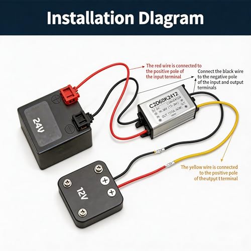 Voltage Converter 24 V to 12 V 5 A, DC DC Converter 24 to 12, Voltage Limiter 12, Step Down Power Supply Buck Converter (15-36 V)