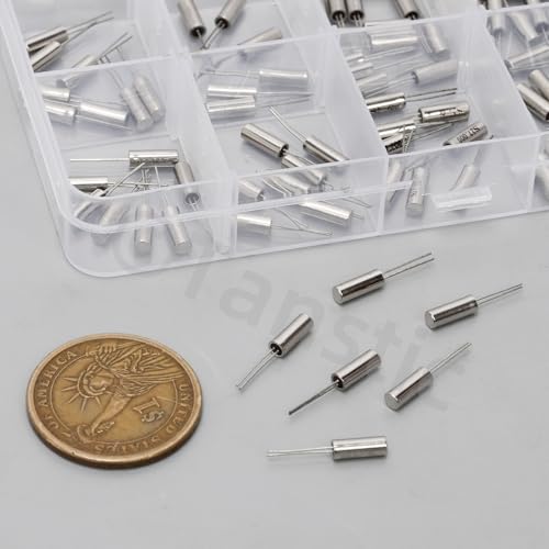 Tanstic 96pcs 3 x 8mm DIP Quartz Crystal Oscillators Resonators, 4/6/8/10/12/16/20/24/25/27/30/32.768MHZ Crystal Oscillator Passive Components for TV DVD MP3 MP4 Players and Car Electronics