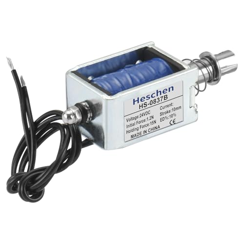 Hechen Solenoid Electromagnet, HS-0837B, DC24V 15N, 10 mm Stroke, Push-Pull Door Lock with Open Frame