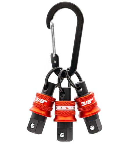 Simon tools 3/8" Socket Holder Bundle | 3-piece Keychain Organizer + Mount for Impact Wrench