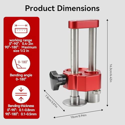 Sheet Metal Roller 1 Station Metal Bender， Metal Roofing Tools，Sheet Metal Fabrication，0-90° Bending Range，90-180°（0.5in）lightweight and highly portable，Small Sheet Metal Roller and Bending Tool.