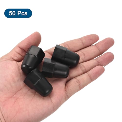 uxcell 50pcs Hex Nut Bolt Cover, M12x18x36 Black Plastic Higher Dome Nut Protection Cap Hex Bolt Nut Covers for Hexagon Screws, Bolts M12 50