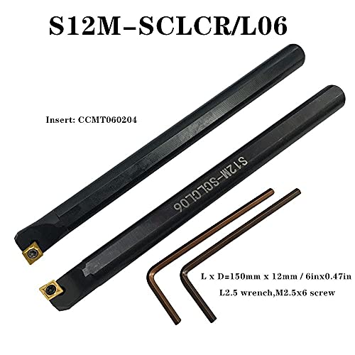 1/2'' Indexable Metal Lathe Turning Tool Holder with Carbide Turning Inserts Black