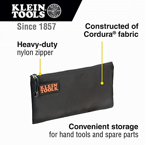 Klein Tools 55470 Utility Bag, Stand-Up Zipper Tool Bags, 2-Pack & 5139B Zipper Bag, Cordura Nylon Tool Pouch with Heavy-Duty Nylon Zipper Close, 12-1/2-Inch, Black