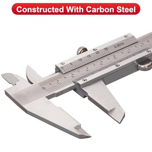Spurtar Vernier Caliper 150 mm / 6 Inch Calliper Analogue | For diameter depth step measuring accuracy: 0.02 mm / 0.001 inch for household DIY jewelry woodworking
