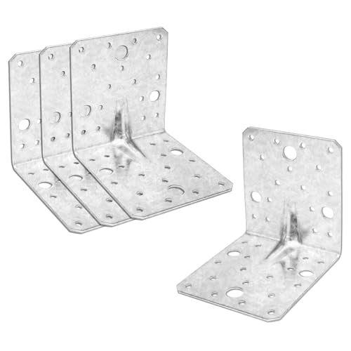 4 Pack Galvanized Steel L Angle Bracket for 4x4 Wood 90 Degree Corner Brace