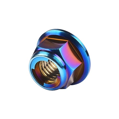 Titanium Flanged Head Metal Lock Nut (M8 Pitch 1.25mm,Burning Blue) M8 Pitch 1.25mm Burning Blue