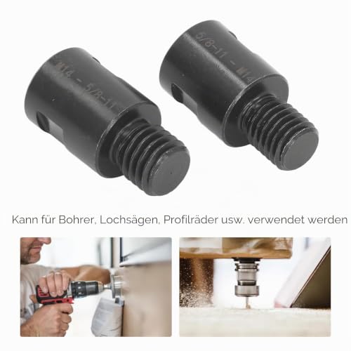 2pcs Angle Grinder Attachments M14 Female to 5/8" 11 Male, 5/8" 11 Female to M14 Male Angle Drill Adapter