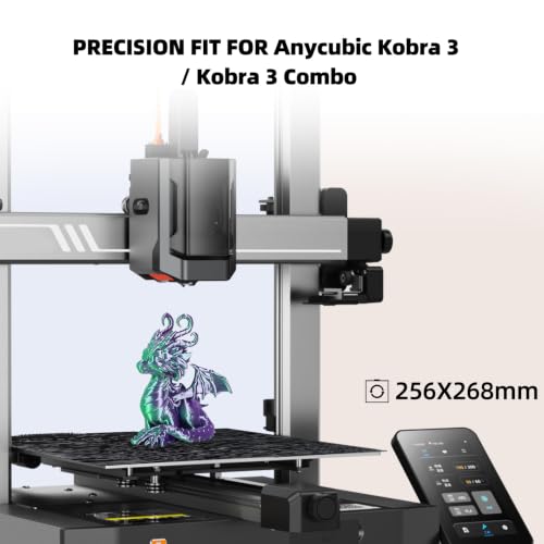 IdeaFormer 256x268mm Double-Sided PER Build Plate, Water Ripple & Wood Grain Textured Surface, Flexible Spring Steel Platform, Strong Adhesion & Easy Print Removal for Anycubic Kobra 3 / Kobra 3 Combo PER (Water Ripples + Wood Grain)
