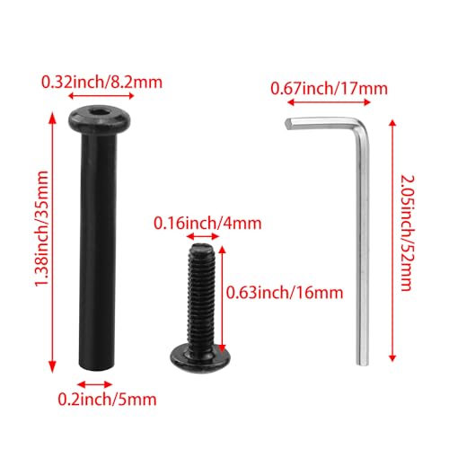 20 Sets M4 x 35mm Black Binding Post Screws,Hex Drive Rivet Socket