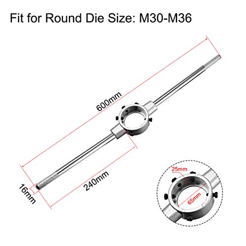 uxcell 65mm Round Die Stock Handle Wrench, for Metric M30-M36 / 47mm-65mm Round Die, with Knurled Handle