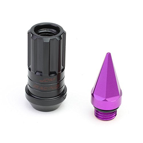 DNA Motoring LN-ZTL-9032-15-PP 16Pcs M12 x 1.5 25mm OD/75mm Height Open End Style Wheel Lug Nuts + Lock Nut + Key + Extension Adapter, Purple