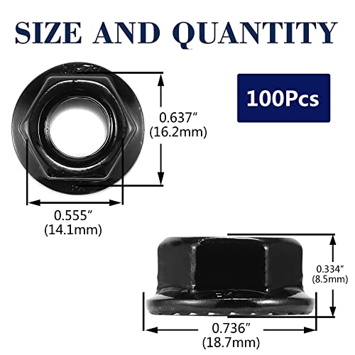 3/8-16 Serrated Flange Hex Lock Nuts 100Pcs 304 Stainless Steel 18-8, Full Thread, Hex Drive, Bright Finish, Black Oxide by SG TZH 100 3/8-16