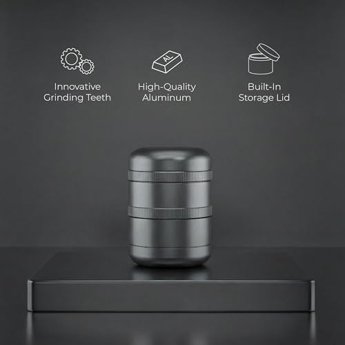 Viberium Metal Grinder 2.3 Inch - Herb Grinder, 4 Piece Grinders, Crusher Grey