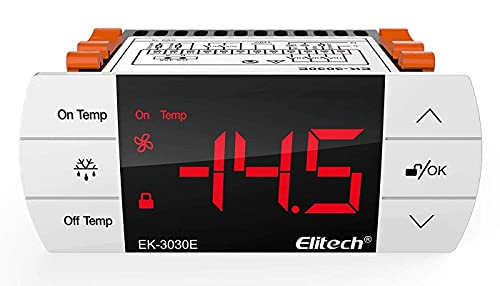 Elitech EK-3030E Digital temperature controller with touch screen, Thermostat with 2 relays, output control refrigeration, heating, defrost, fan, 2 probes