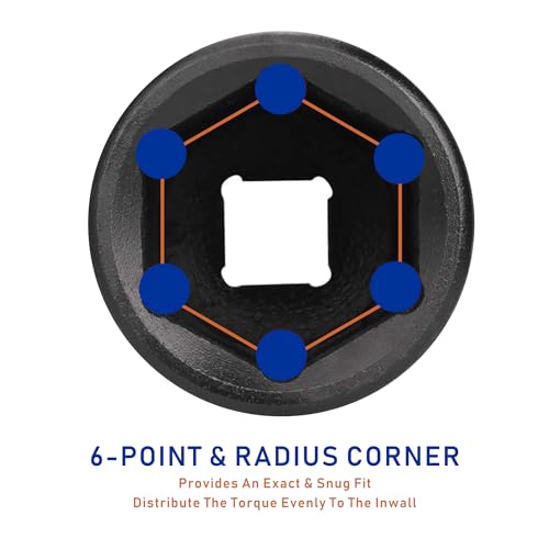 TurstAid 3/4 Inch Drive Impact Socket 65mm, Heavy Duty Cr-Mo Deep Impact Sockt, 6-Point Design, Metric