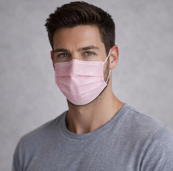 CRAZYCHIC - 51 x Medical Surgical Masks Pink - CE Certified EN14683 Type IIR Surgical Mask - High Filtration BFE >99% Tested - 3-Layer Disposable Protective Mask - Mouth Guard Face Mask x51 Pink