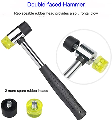 Punch set, Roll pin punch set with hammer +storage pouch+bench block,Roll pin starter punch1/8,5/64,3/32,1/6,5/32,3/32,7/32,1/4,5/16[9pc] GREY