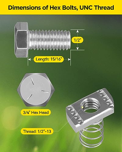 1/2"-13 Spring Channel Nut and Bolt - 16 Pack, White Strut Channel Caps - 20 Pack