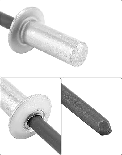 QWORK Closed End Aluminum Blind Rivets, 500 Pcs 3/16" x 1/2" Aluminum Blind Rivets with Steel Mandrel – Waterproof Sealing Fasteners for Marine, Automotive & Metal Fabrication – 4.8 x 12mm