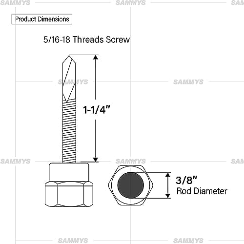 Everflow 8039957-25 3/8" Screw Vertical Threaded Rod Anchor Designed for Steel Structure, Steel, Electro-Zinc, 5/16-18 x 1-1/4" Screw Length (25 Pack) Pack of 25