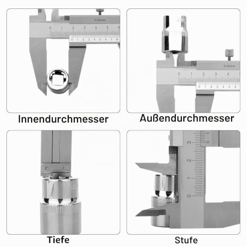 Stainless Steel Vernier Caliper, 150 mm Precision Caliper with Locking Screw, Spray Water and Dust-Proof Vernier Caliper for Household and Industry Measurement, Silver