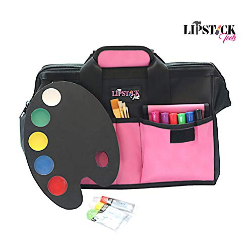 18-Inch Multi-Purpose Zip-Top Pink Storage Wide Mouth Tool Bag Organizer. Great for Home Improvement/Contractors Tools. Heavy Duty Storage Pockets and Shoulder Strap.